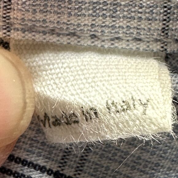 Billy Reid Gray Blue Plaid Roll Tab Sleeve Button Up Cotton Shirt Mens XL - Picture 10 of 11